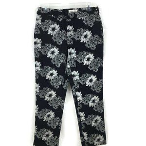 COLDWATER CREEK Size 6 Ankle Pants Floral Tapestry Black White Gray Inseam 28